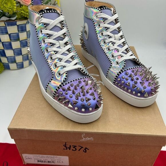 Men’s Christian Louboutin Lou Pik Pik Orlato flat high top sneakers size 44.5 - Picture 3 of 13
